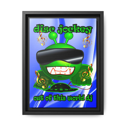 disc jockey - framed canvas art (blue-white wave)