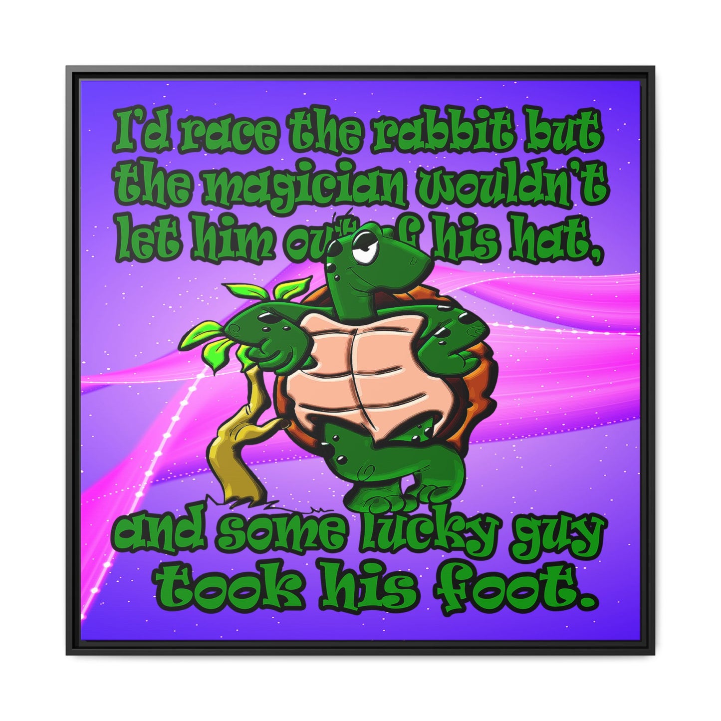turtle race - framed canvas art (purple-pink wave)