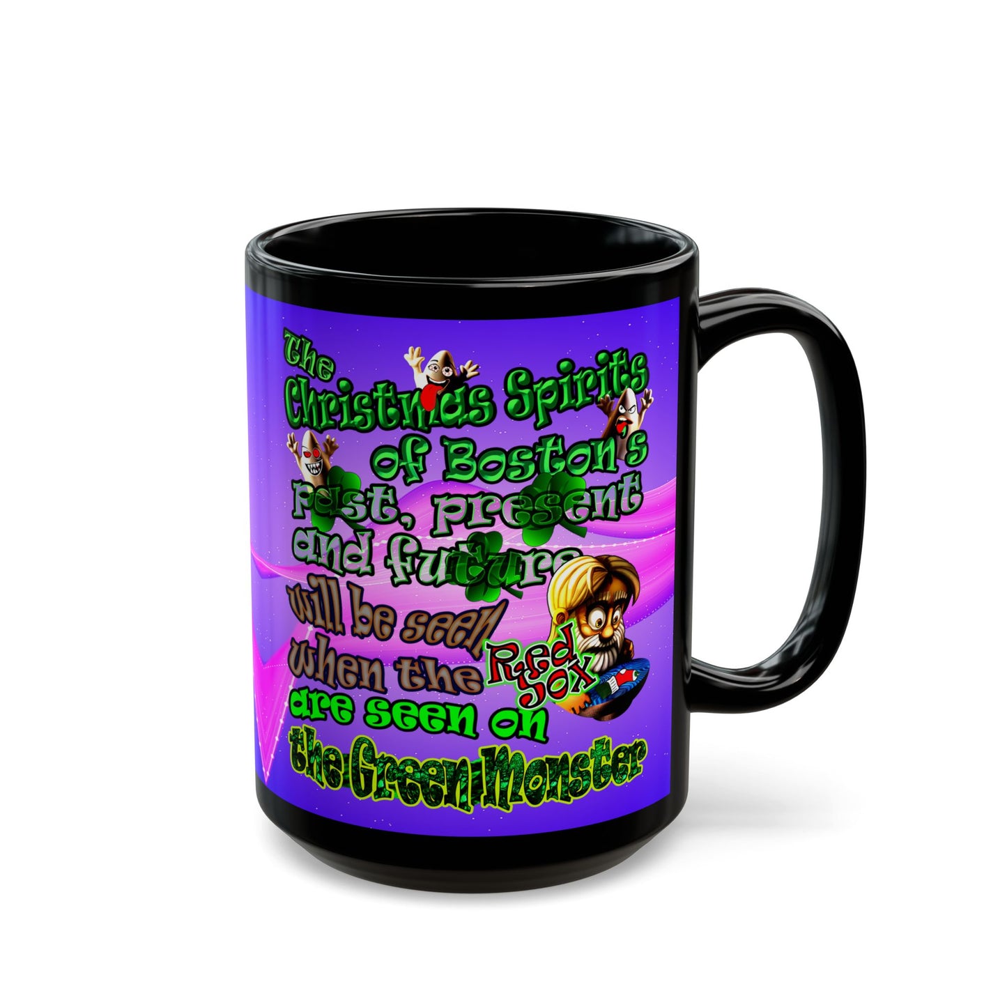 christmas spirits of boston - Black Mug (purple-pink wave)