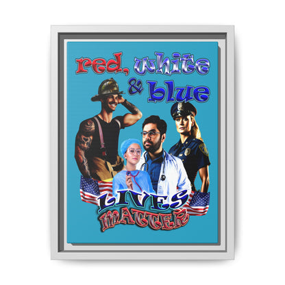rw&b lives matter - framed canvas art (turquoise)