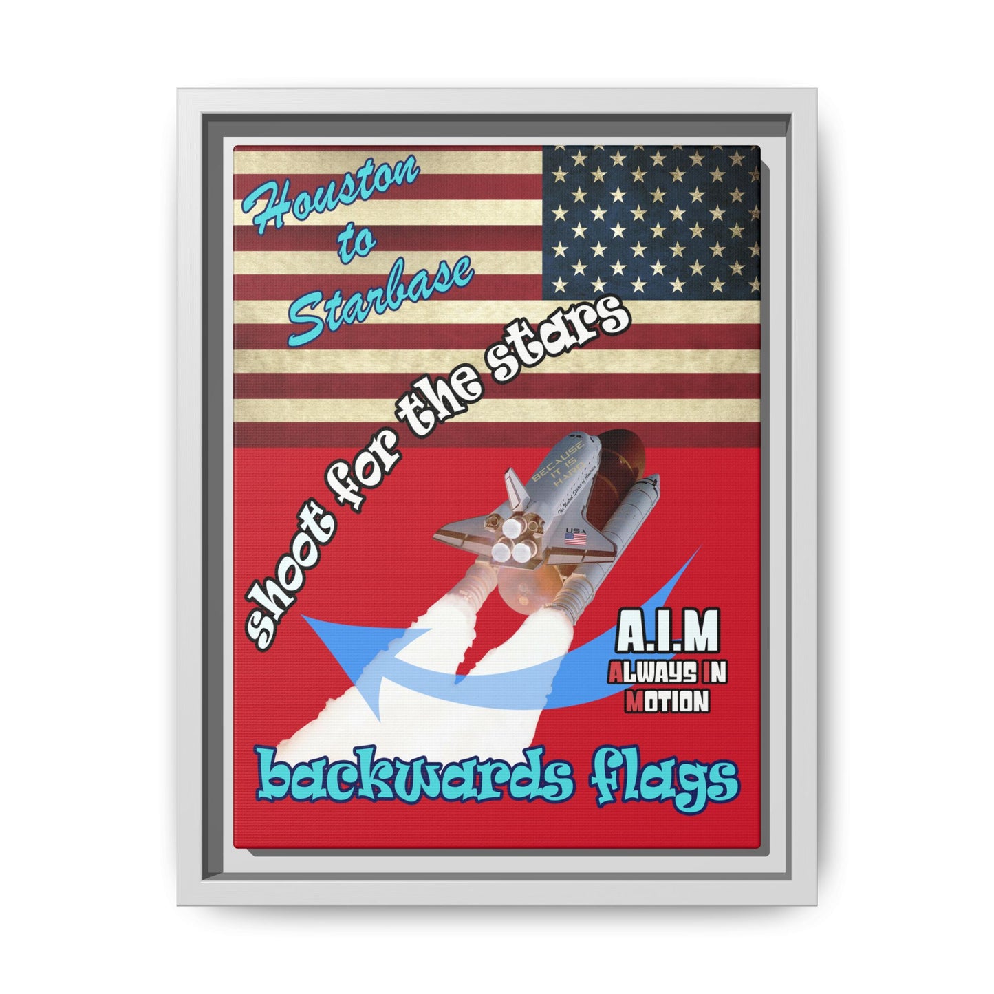 shoot for the stars - framed canvas art (dark red)