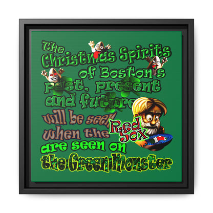 christmas spirits of boston - framed canvas art (dark green)