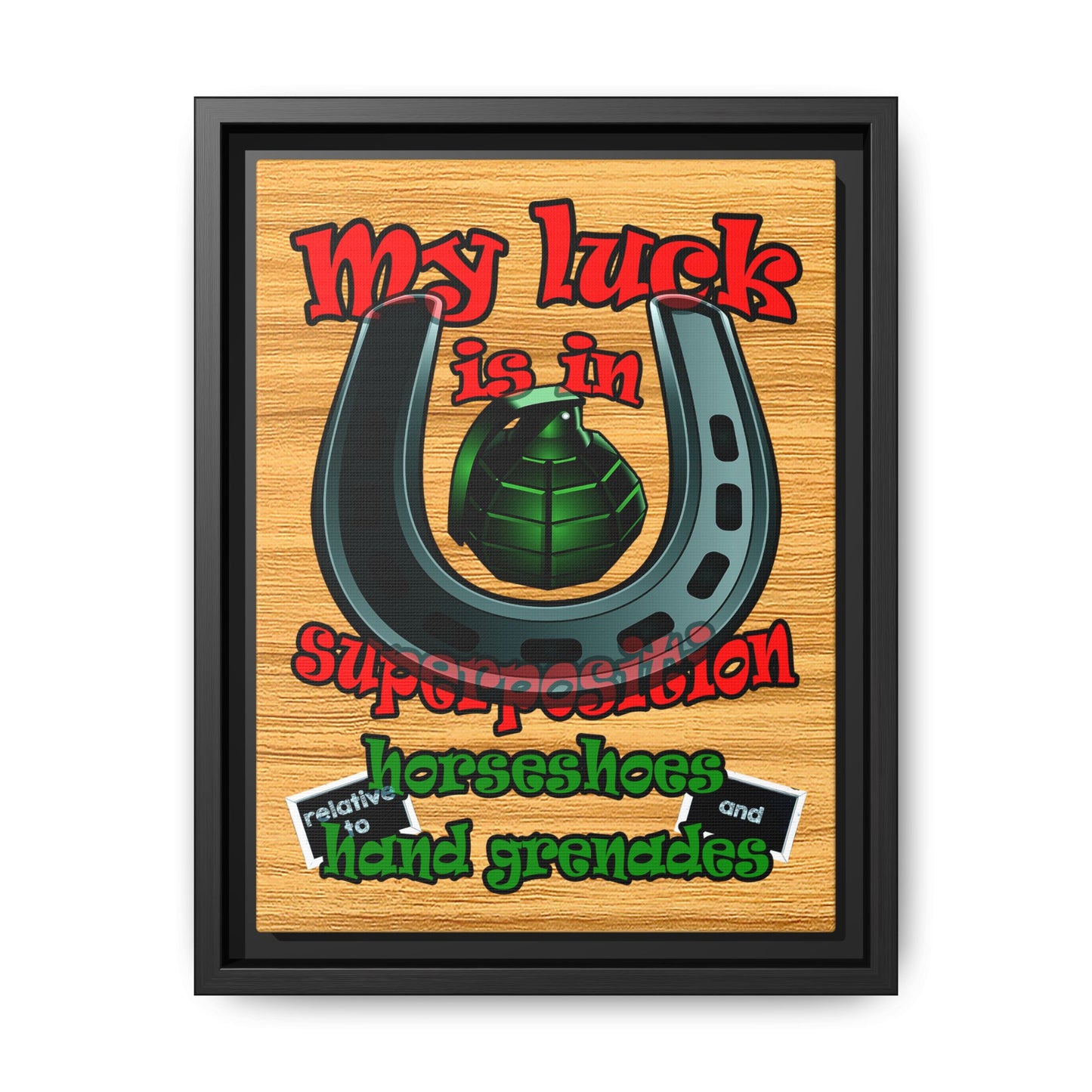 my luck - framed canvas art (butterscotch wood finish)