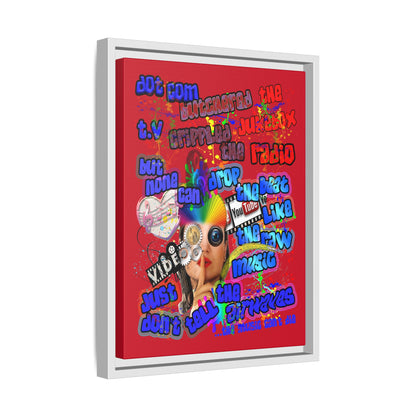 drop the beat - framed canvas art (dark red)