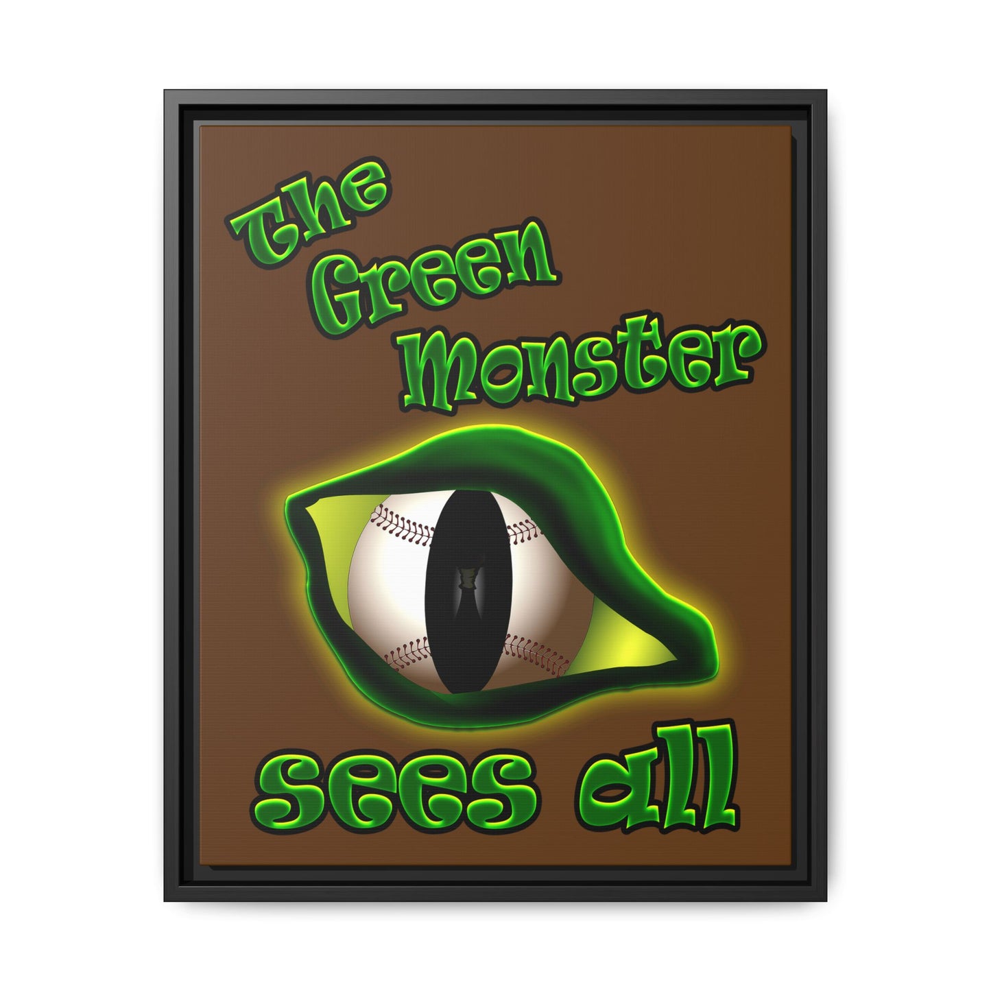 green monster - framed canvas art (brown)
