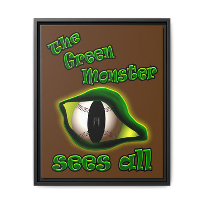 green monster - framed canvas art (brown)