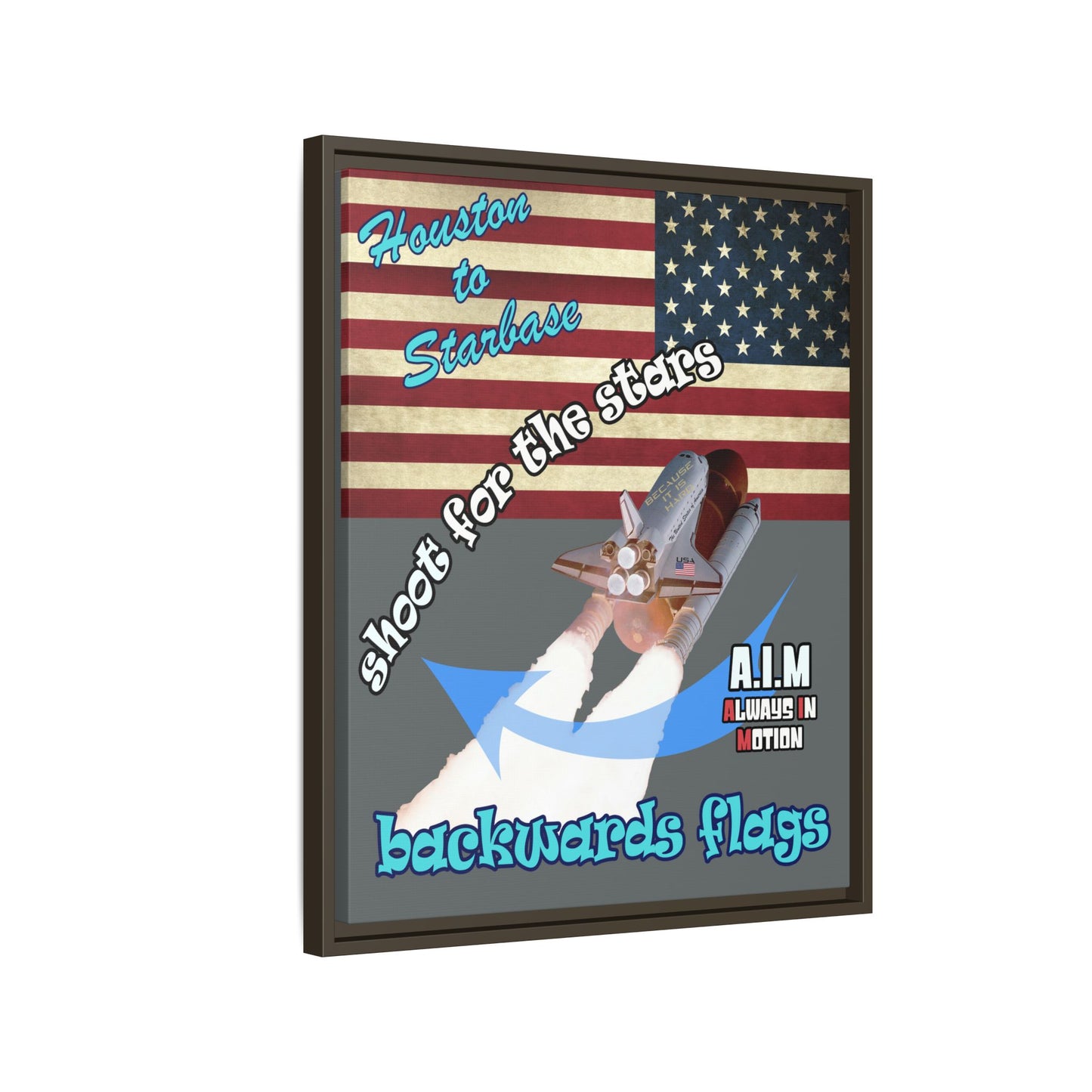 shoot for the stars - framed canvas art (dark grey)
