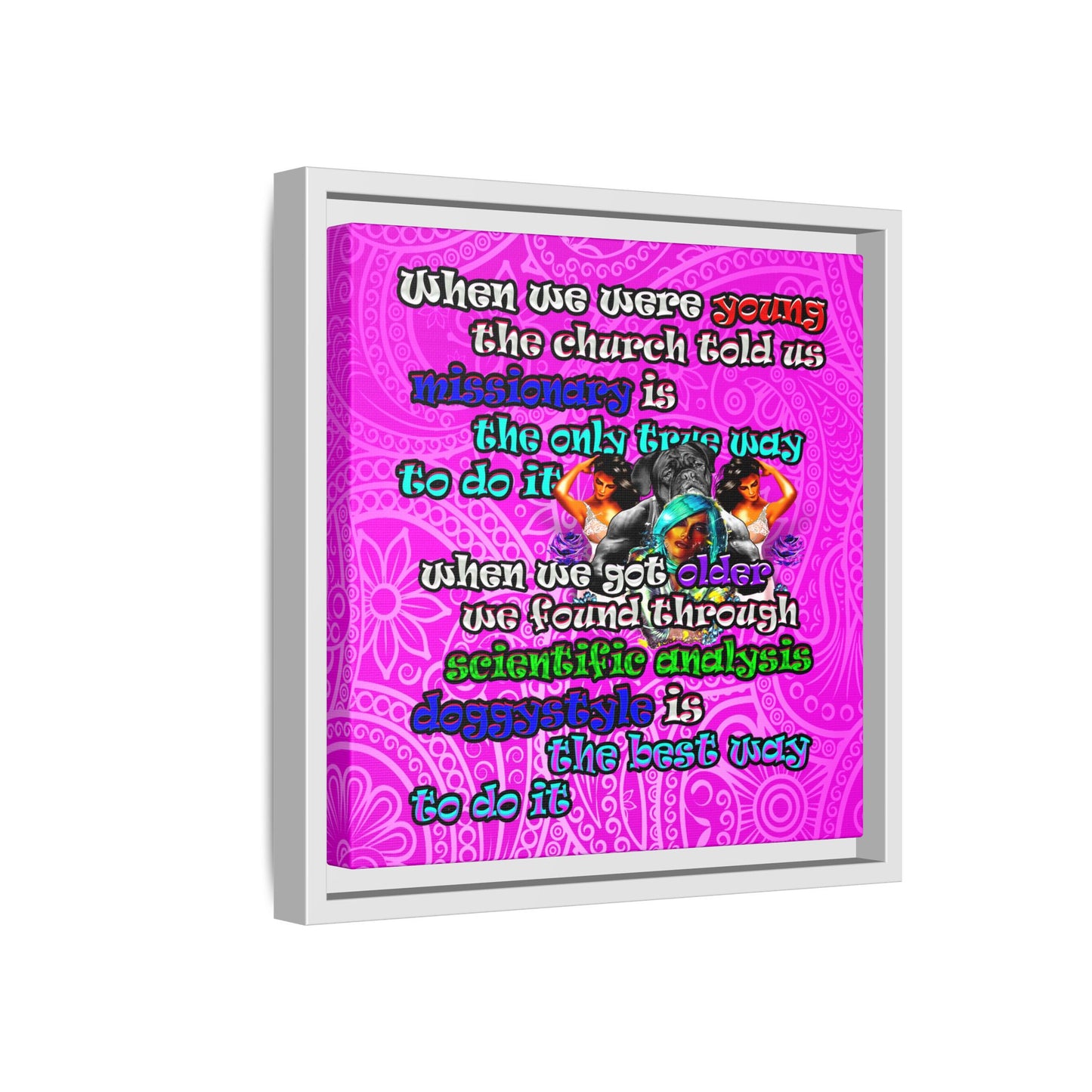 doggystyle - framed canvas art (pink swirl)