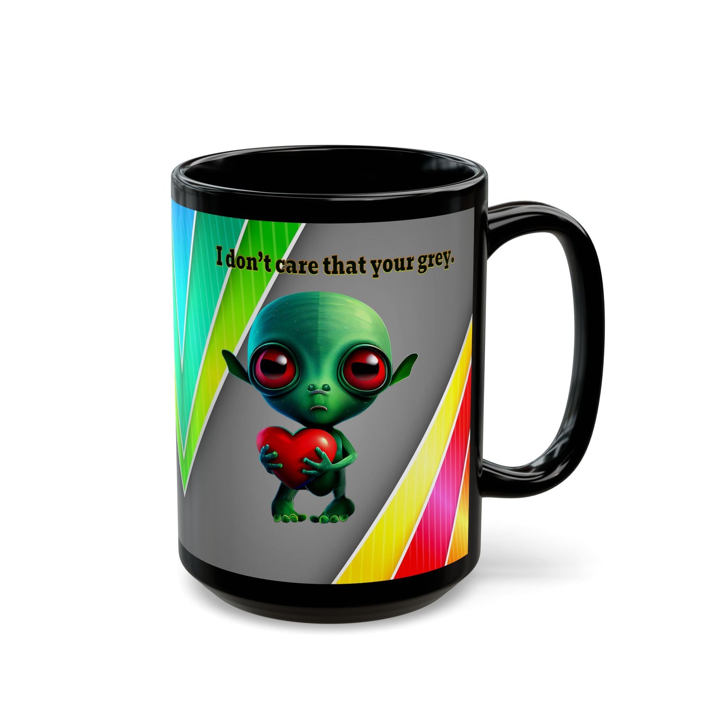 I don't care that your grey - Black Mug (rainbow split)