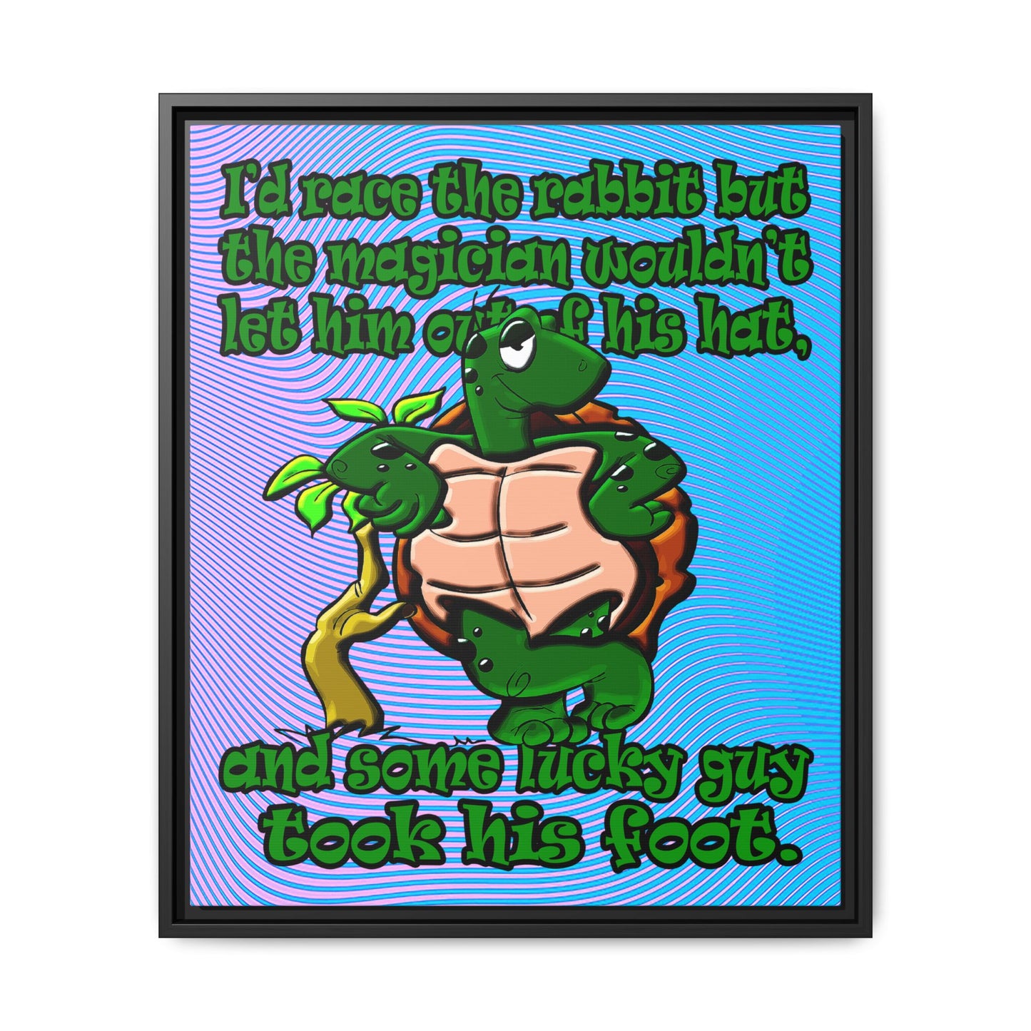 turtle race - framed canvas art (light blue-purple wave)