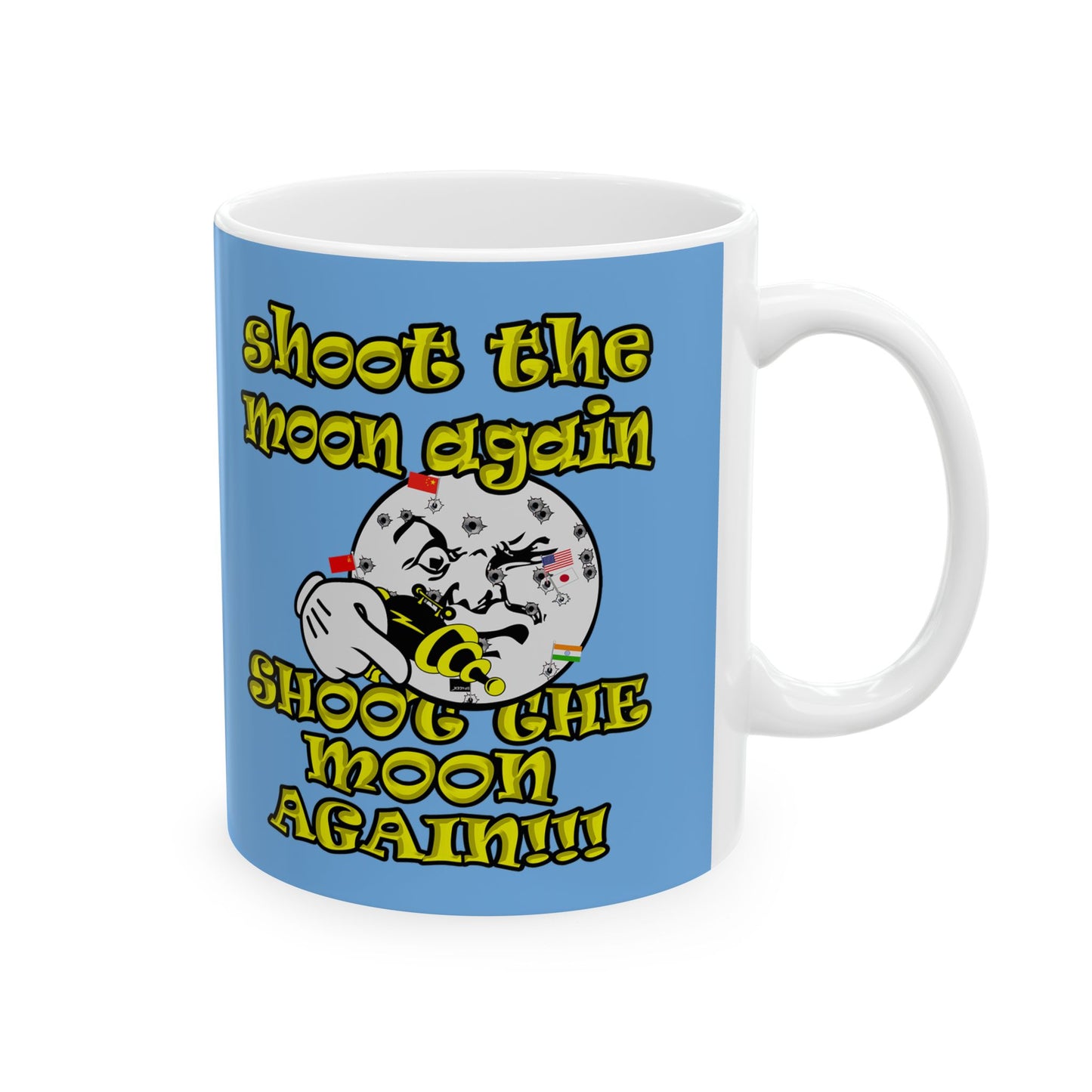 shoot the moon again - White Mug (light blue)