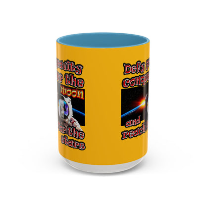 defy conquer reach - Accent Mug (yellow)