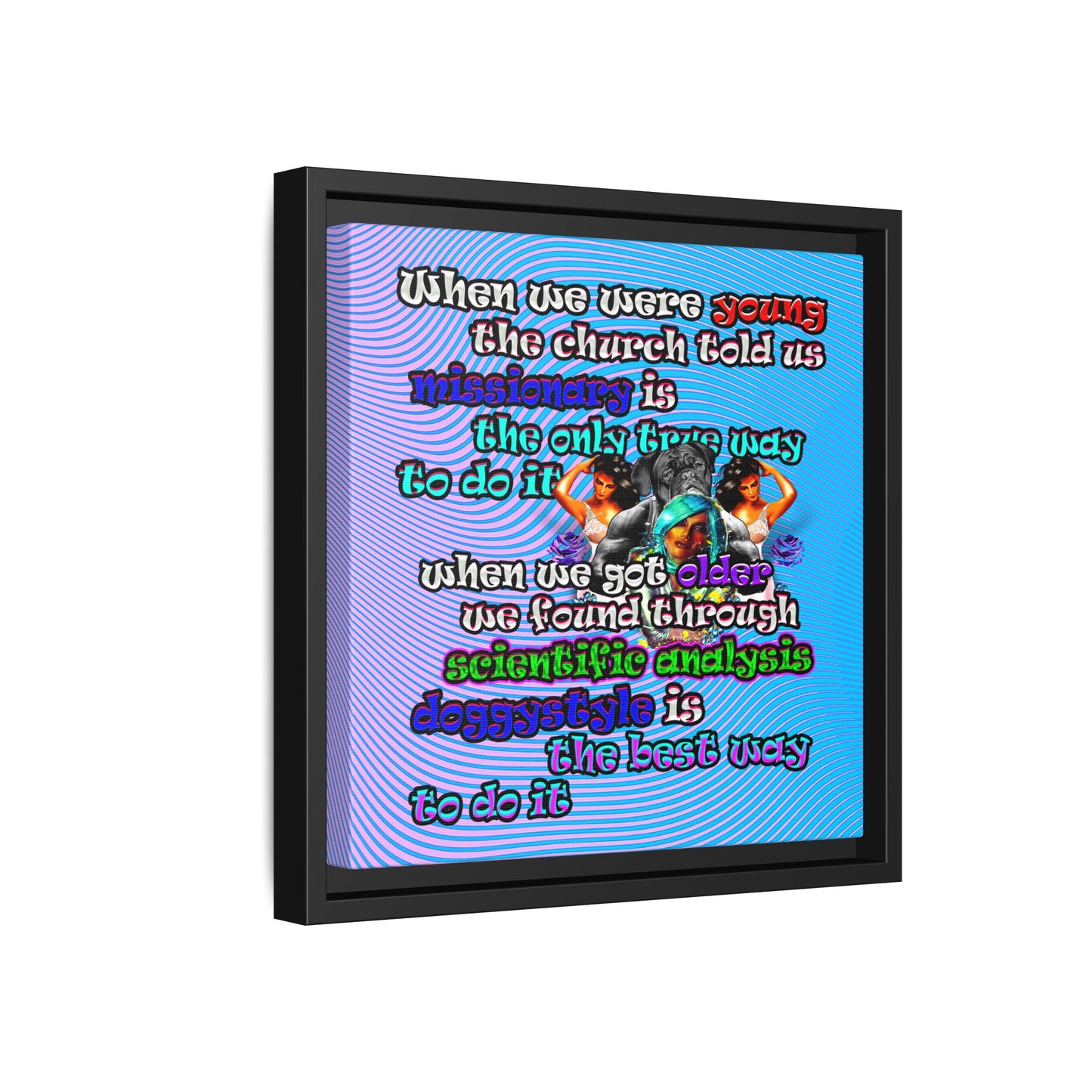doggystyle - framed canvas art (light blue-purple wave)
