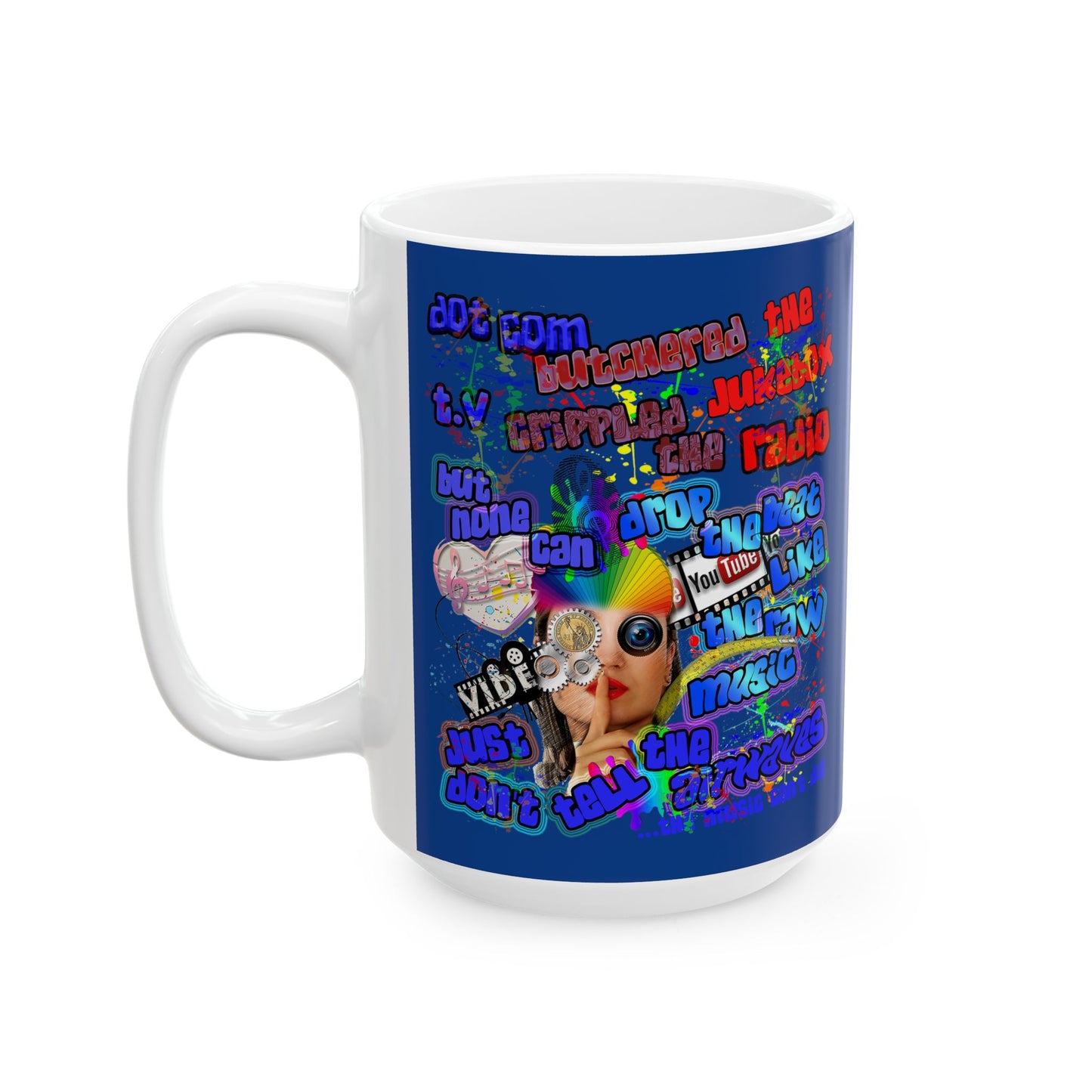 drop the beat - White Mug (dark blue)