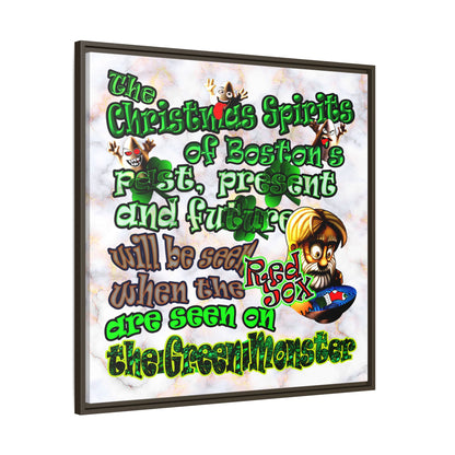 christmas spirits of boston - framed canvas art (white marble)