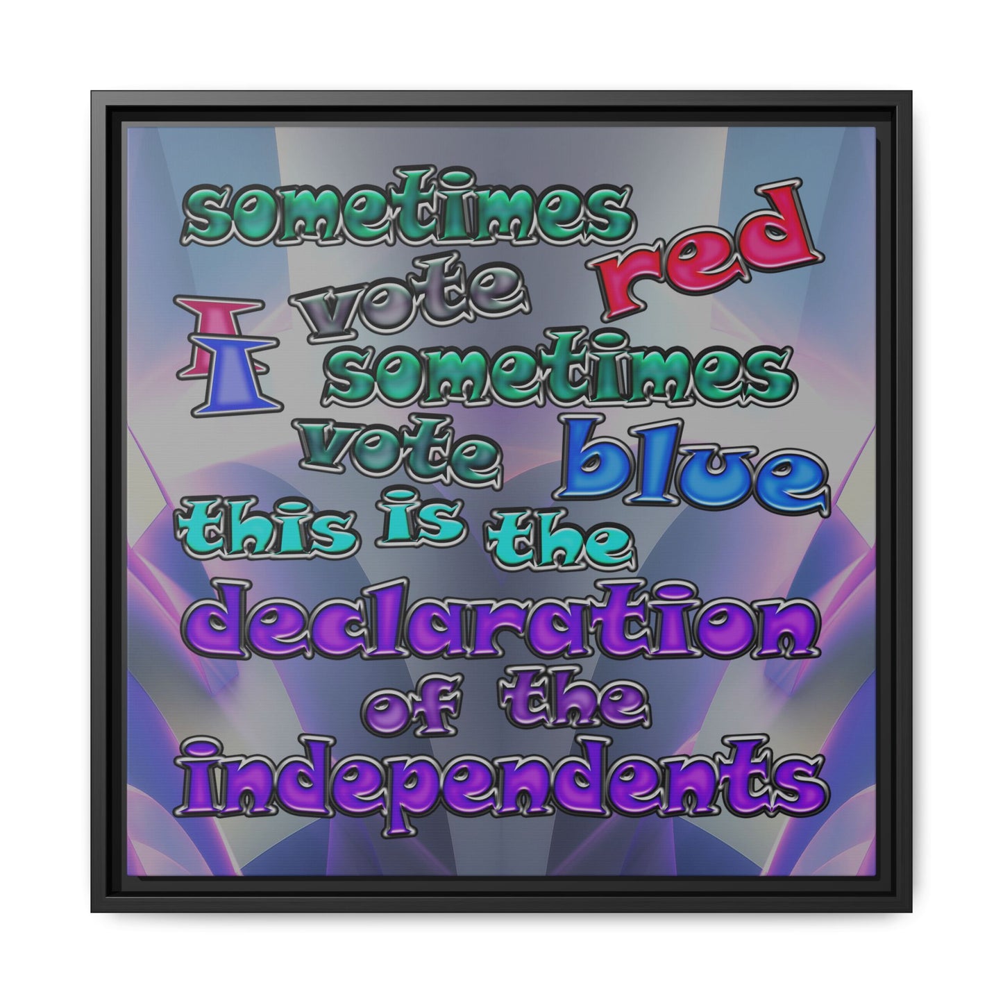 declaration of the independents - framed canvas art (grey-pink wave)