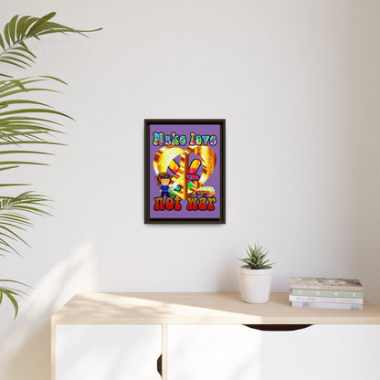 love peace - framed canvas art (light purple)