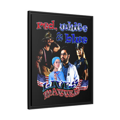rw&b lives matter - framed canvas art (black)