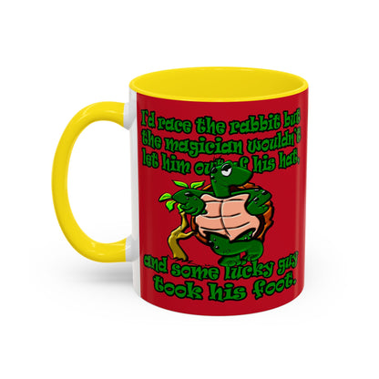 turtle race - Accent Mug (dark red)