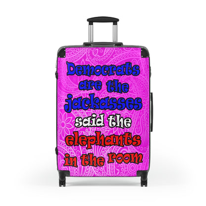 donkeys and elephants - Suitcase (pink swirl)