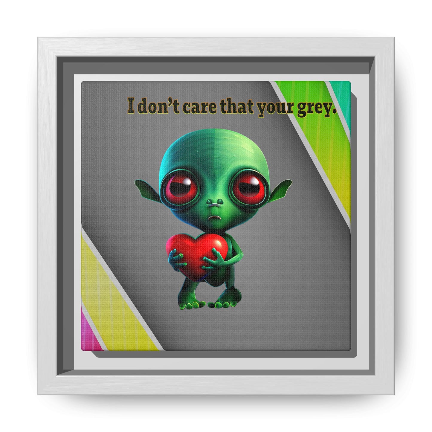 I don't care that your grey - framed canvas art (rainbow split)