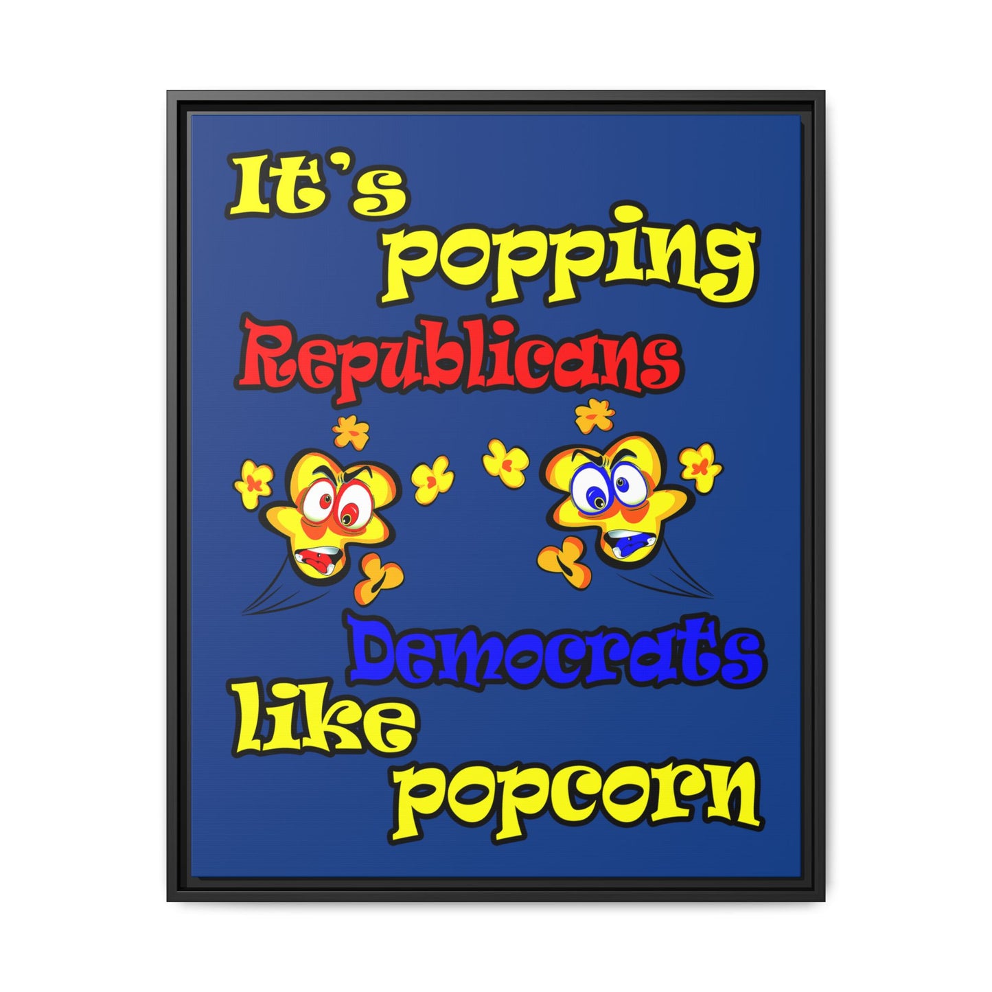 popping like popcorn - framed canvas art (dark blue)