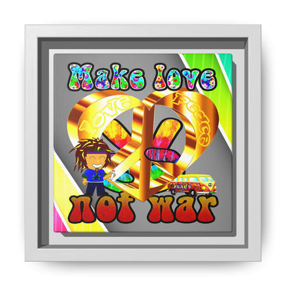 love peace - framed canvas art (rainbow split)