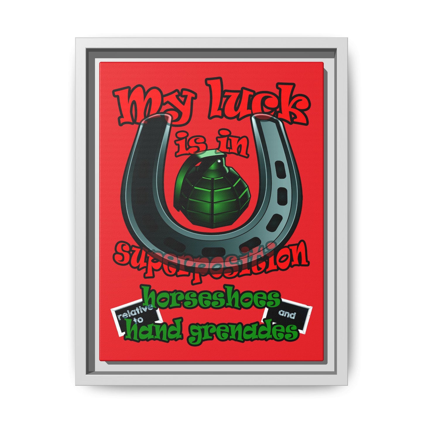 my luck - framed canvas art (red)