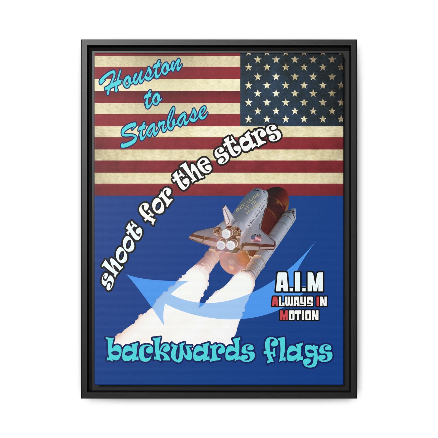 shoot for the stars - framed canvas art (dark blue)