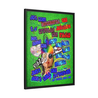 drop the beat - framed canvas art (green turf)