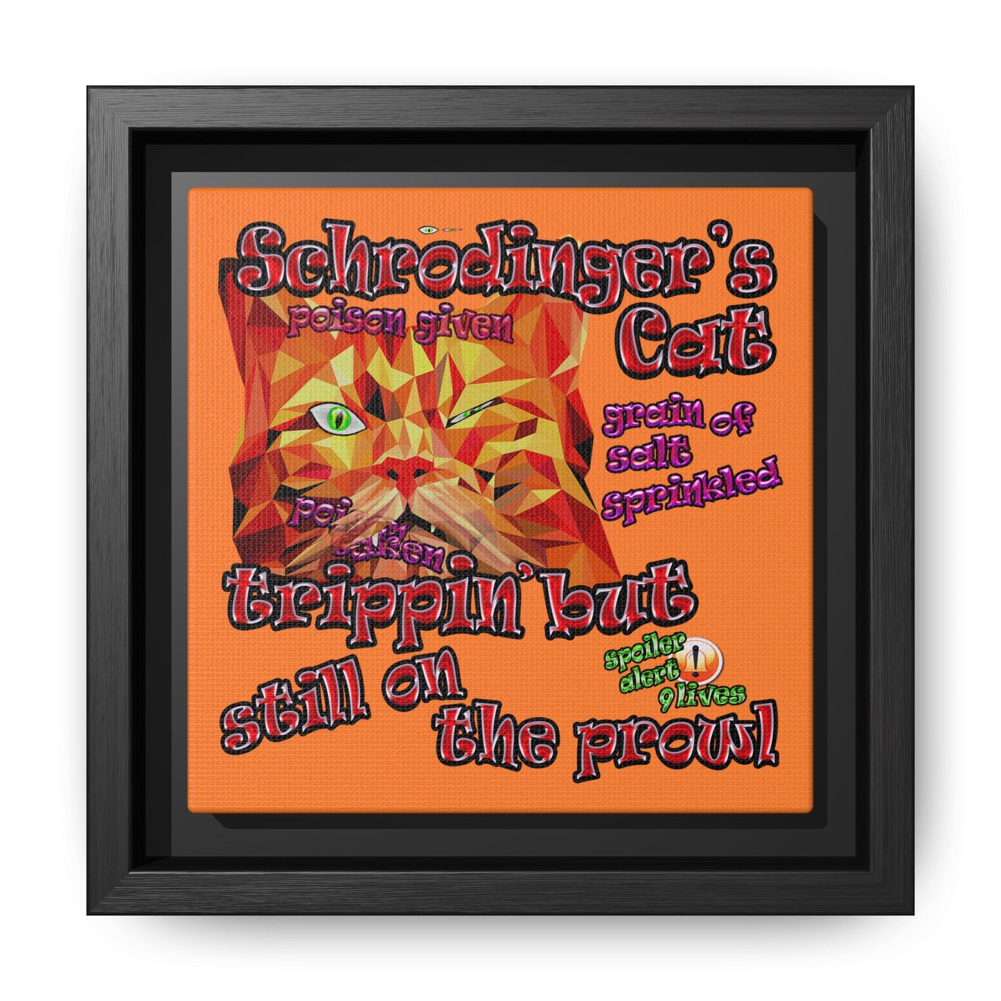 schrodinger's cat - framed canvas art (crusta)