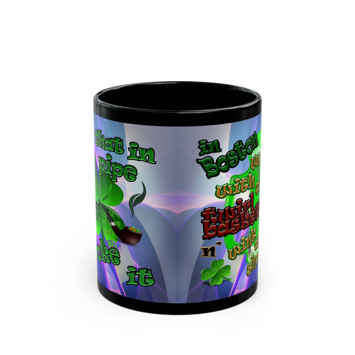 celtics logo - Black Mug (grey-pink wave)