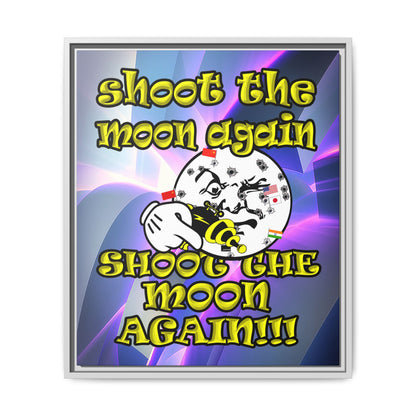 shoot the moon again - framed canvas art (grey-pink wave)