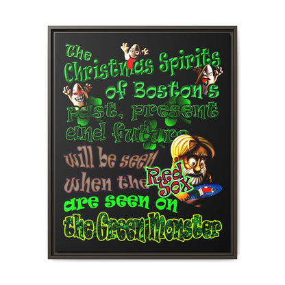christmas spirits of boston - framed canvas art (black)