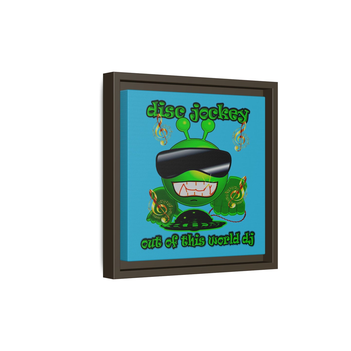 disc jockey - framed canvas art (turquoise)