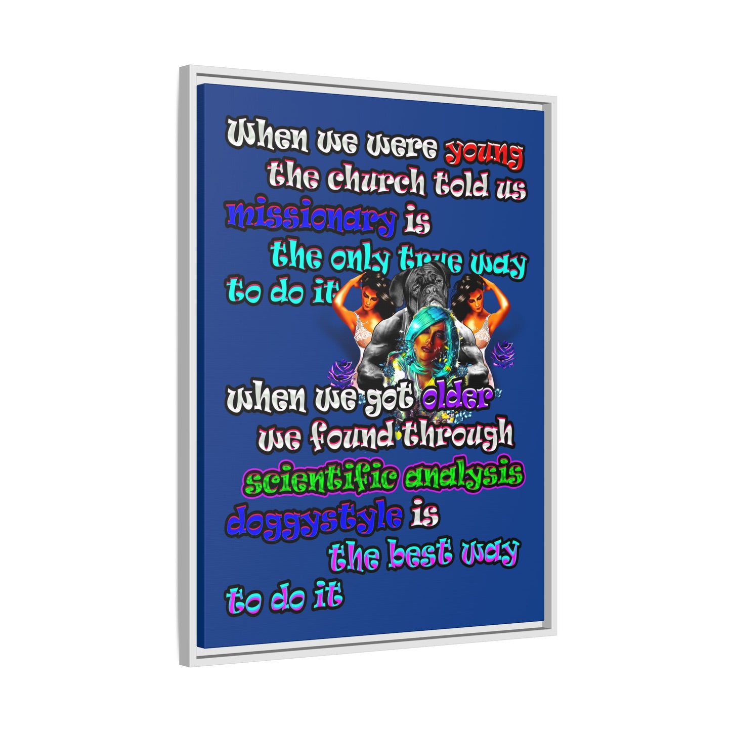 doggystyle - framed canvas art (dark blue)