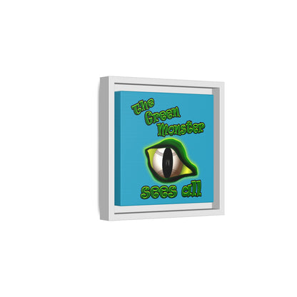 green monster - framed canvas art (turquoise)