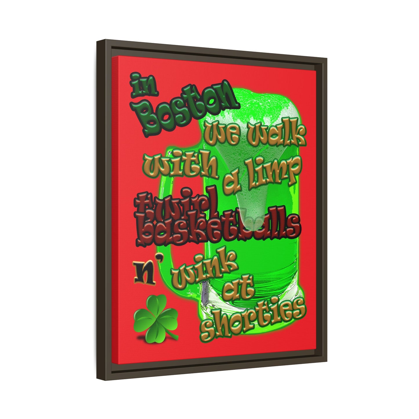 celtics logo - framed canvas art (red)