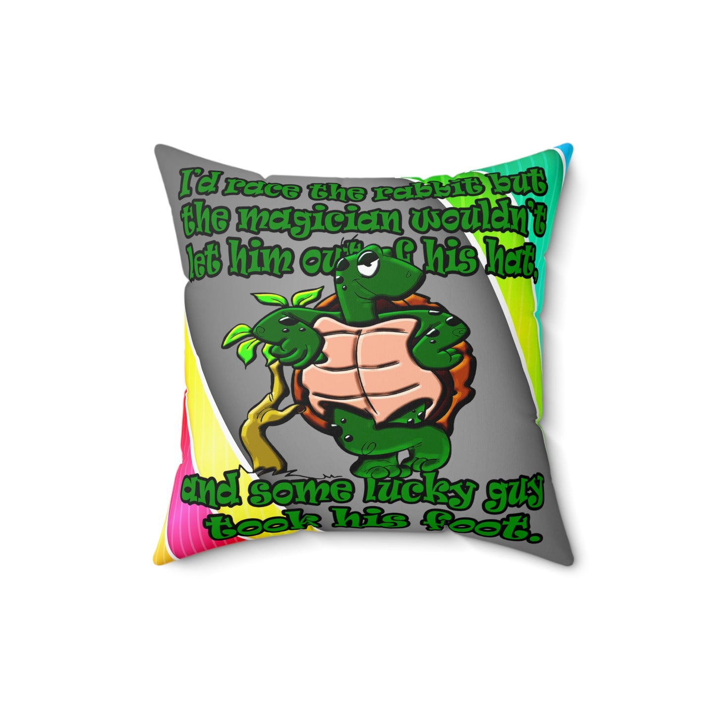 turtle race - Spun Polyester Square Pillow - (rainbow split)
