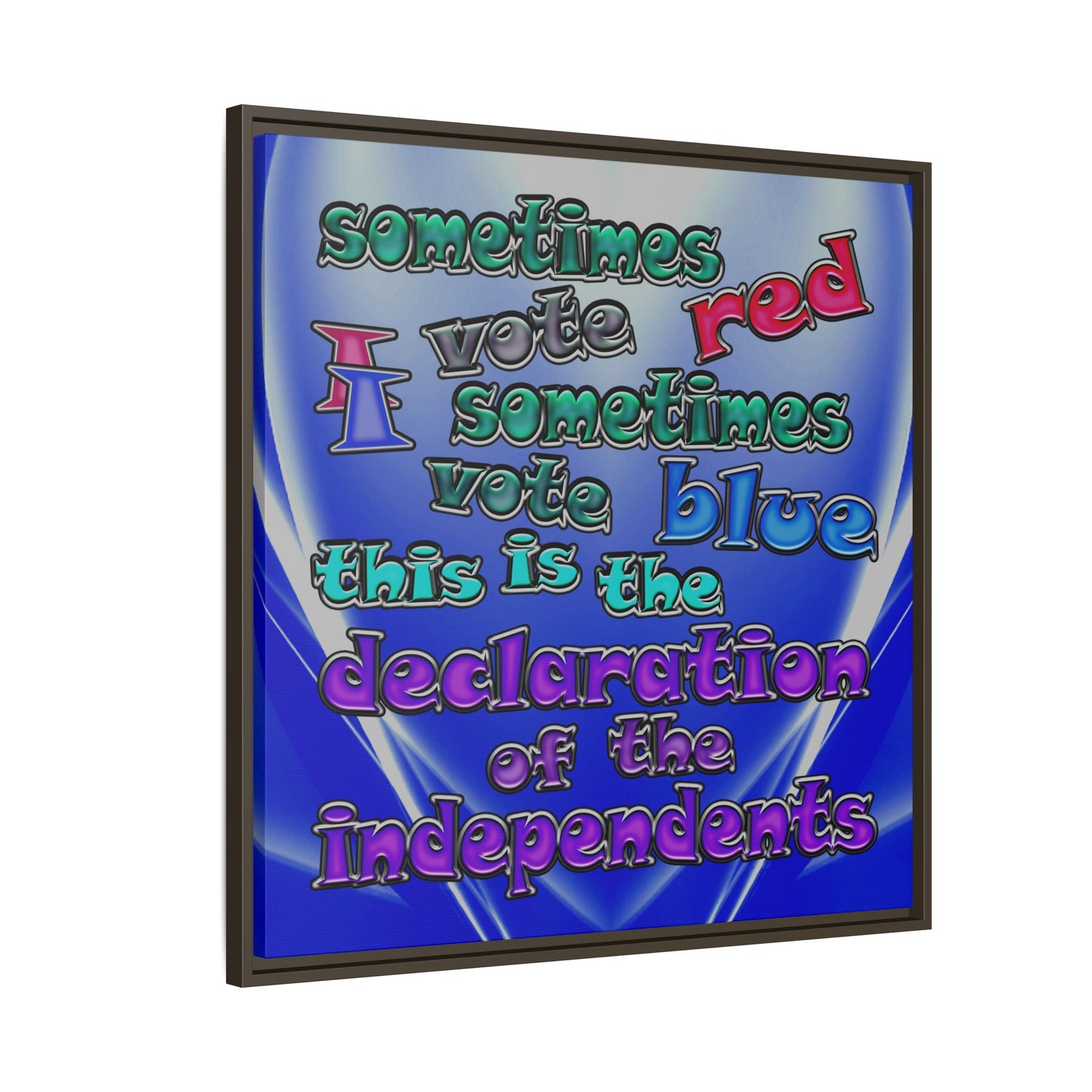 declaration of the independents - framed canvas art (blue-white wave)