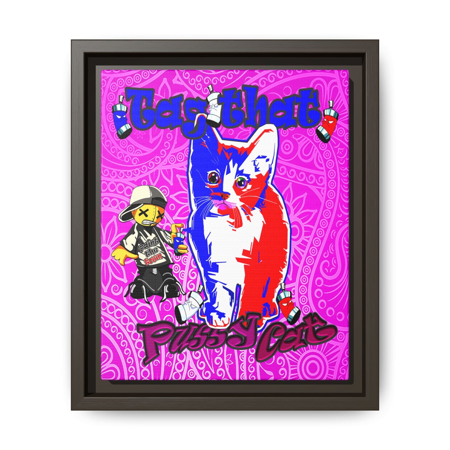tag that - framed canvas art (pink swirl)