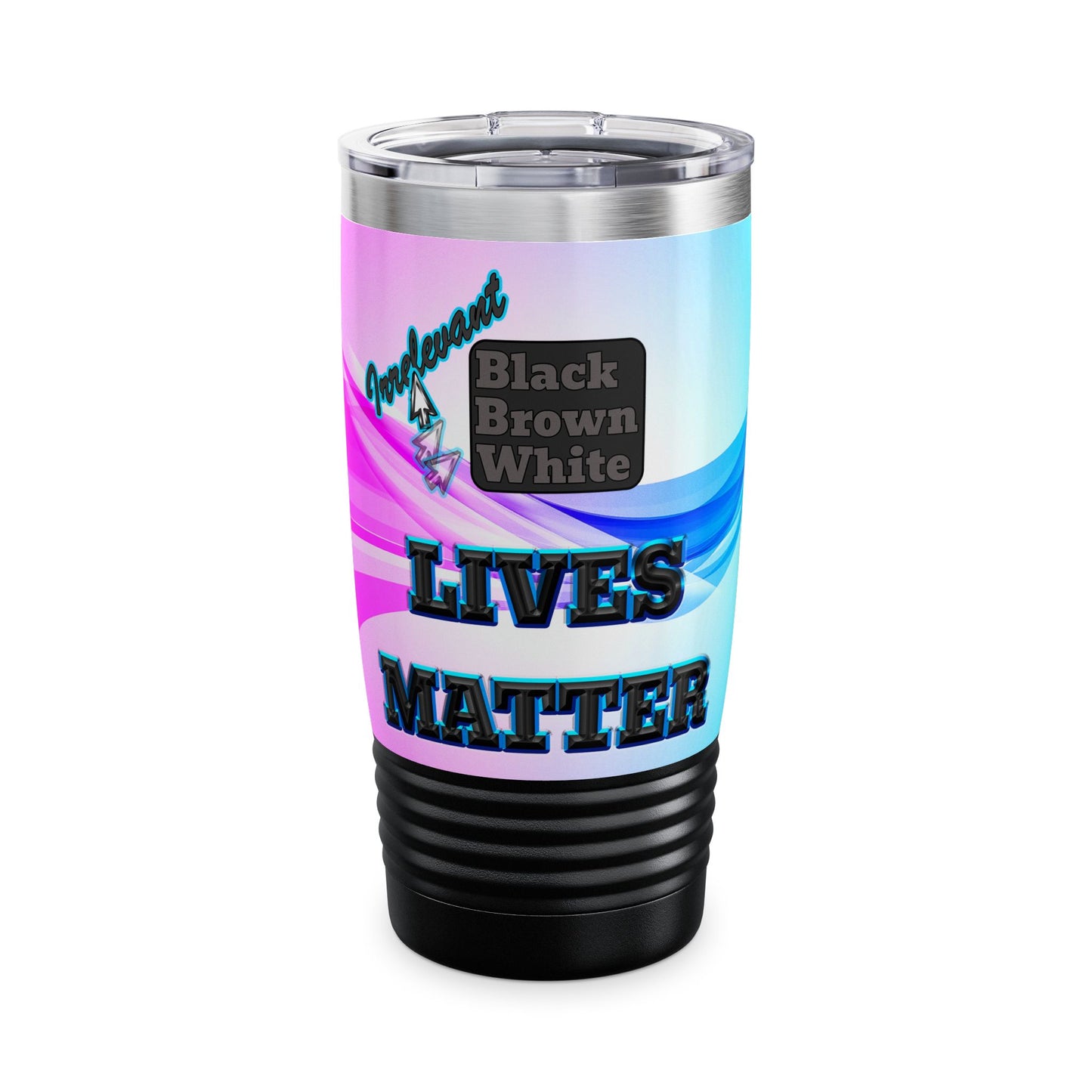 irrelevant - Ringneck Tumbler, 20oz (light blue-pink wave)