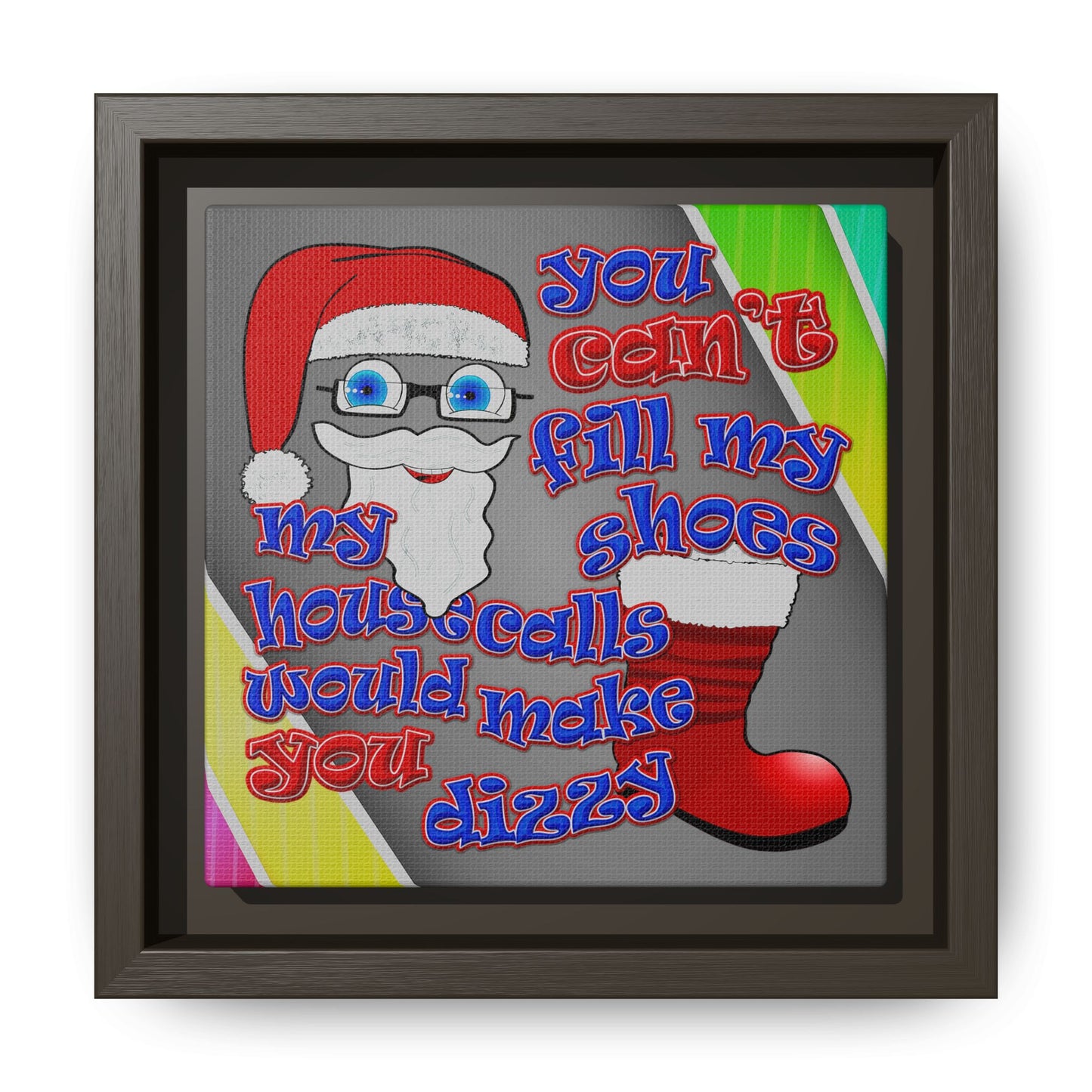 santa's shoes - framed canvas art (rainbow split)