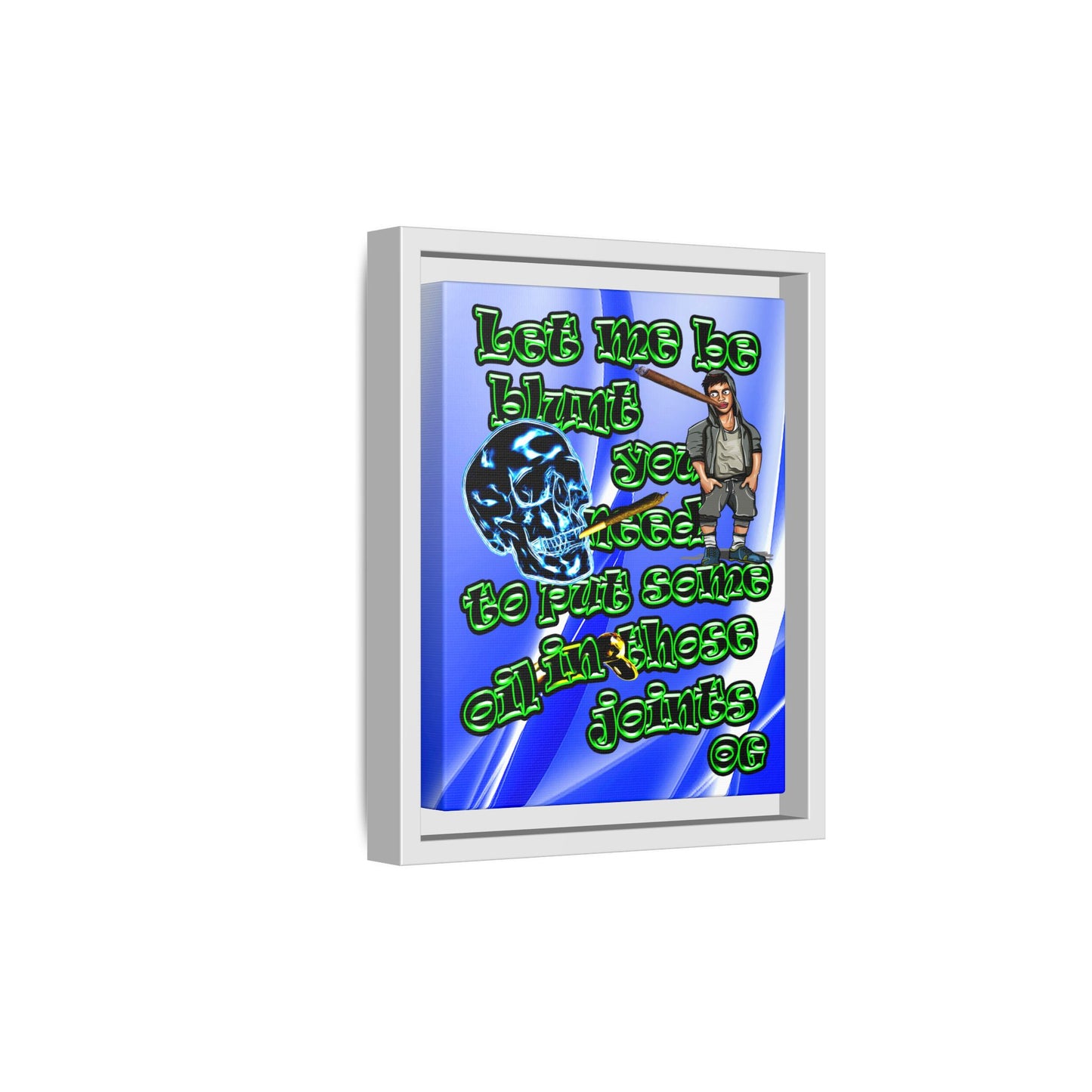 og - framed canvas art (blue-white wave)