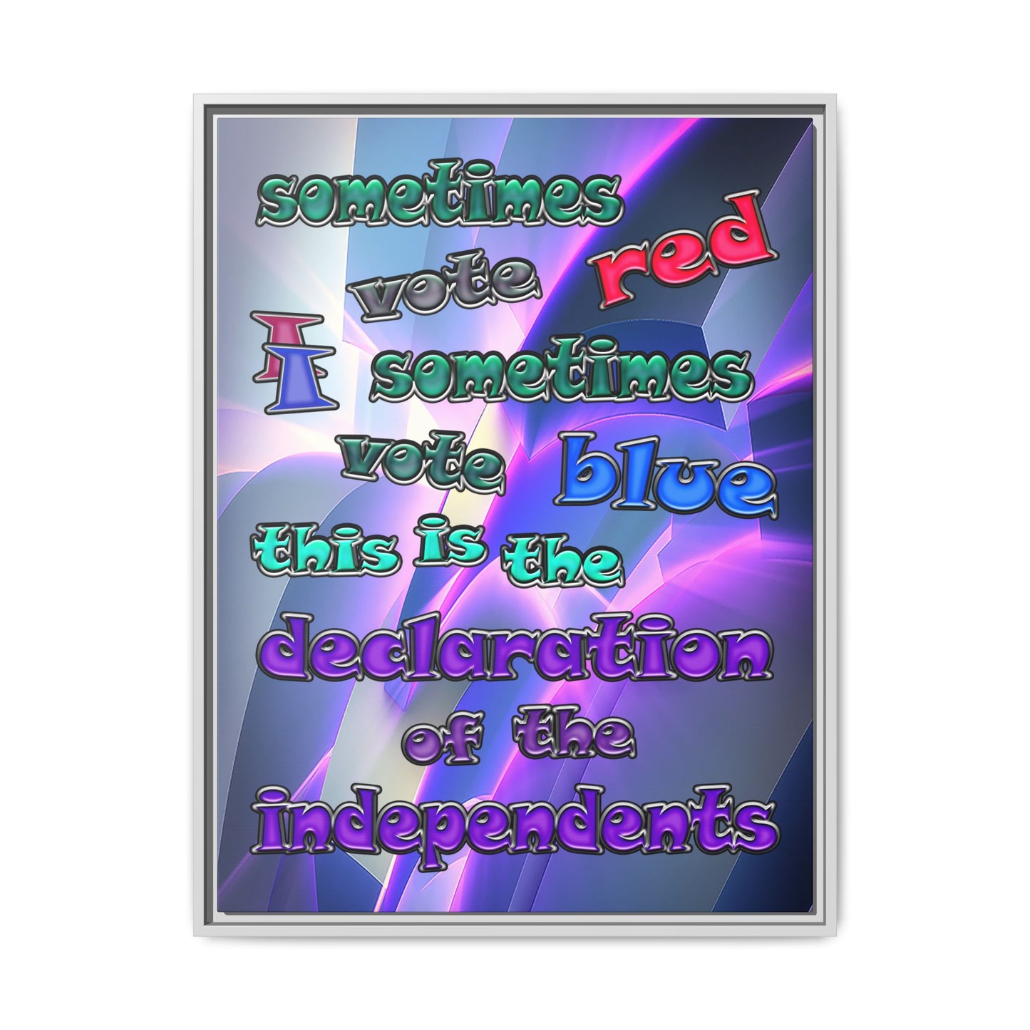 declaration of the independents - framed canvas art (grey-pink wave)