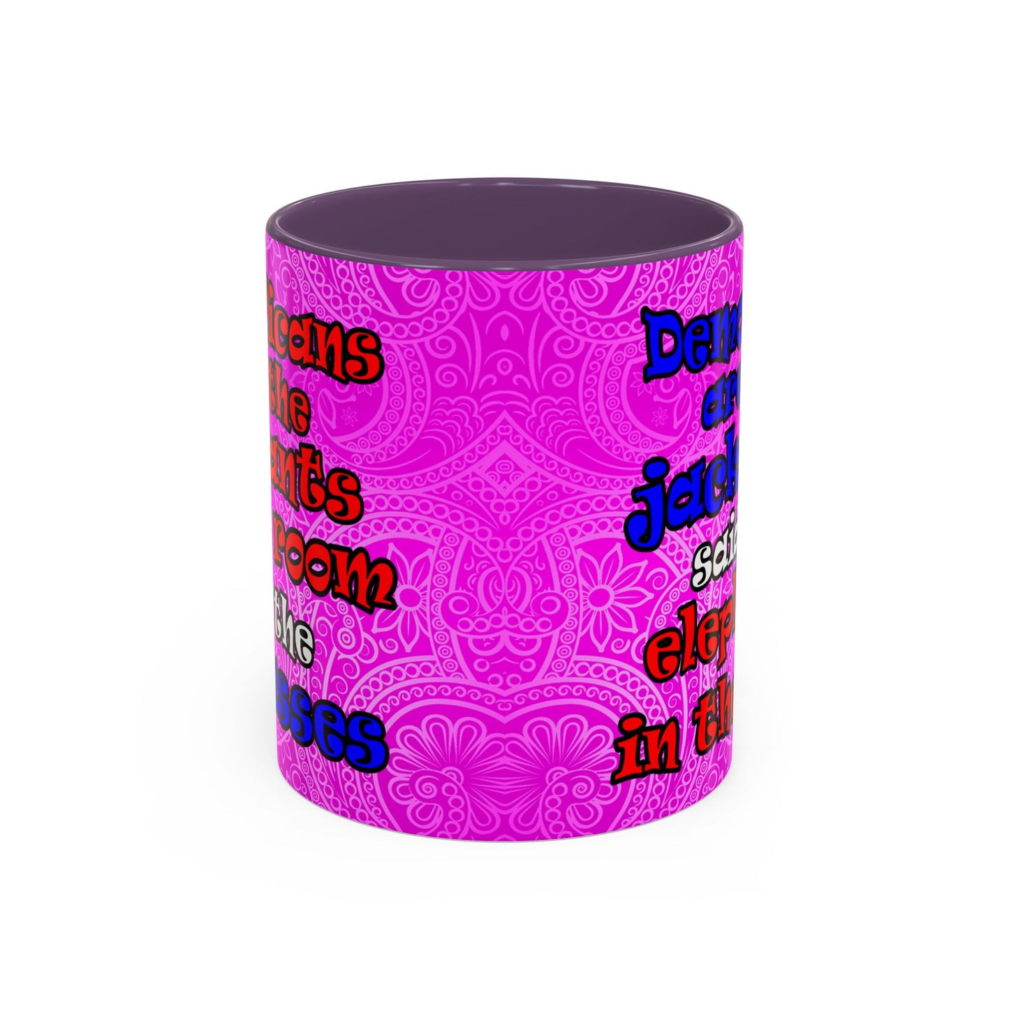 donkeys and elephants - Accent Mug (pink swirl)