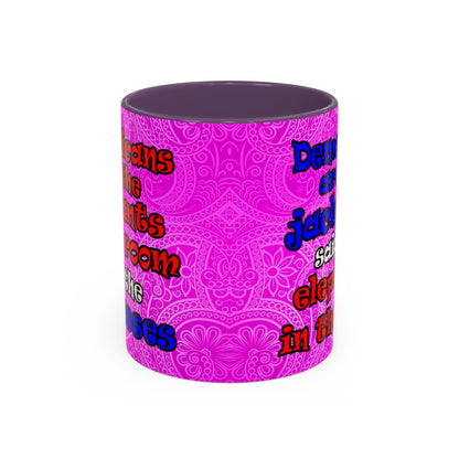 donkeys and elephants - Accent Mug (pink swirl)