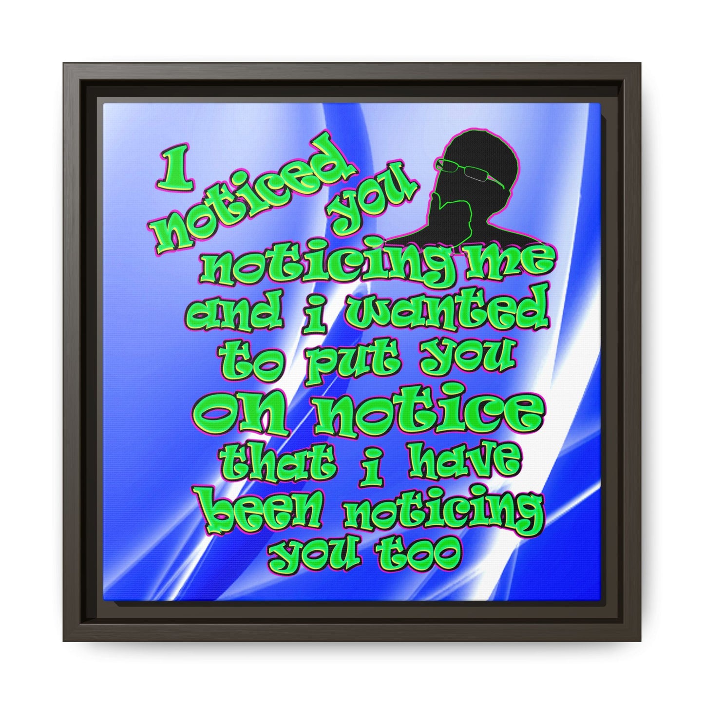 noticed you noticing - framed canvas art (blue-white wave)