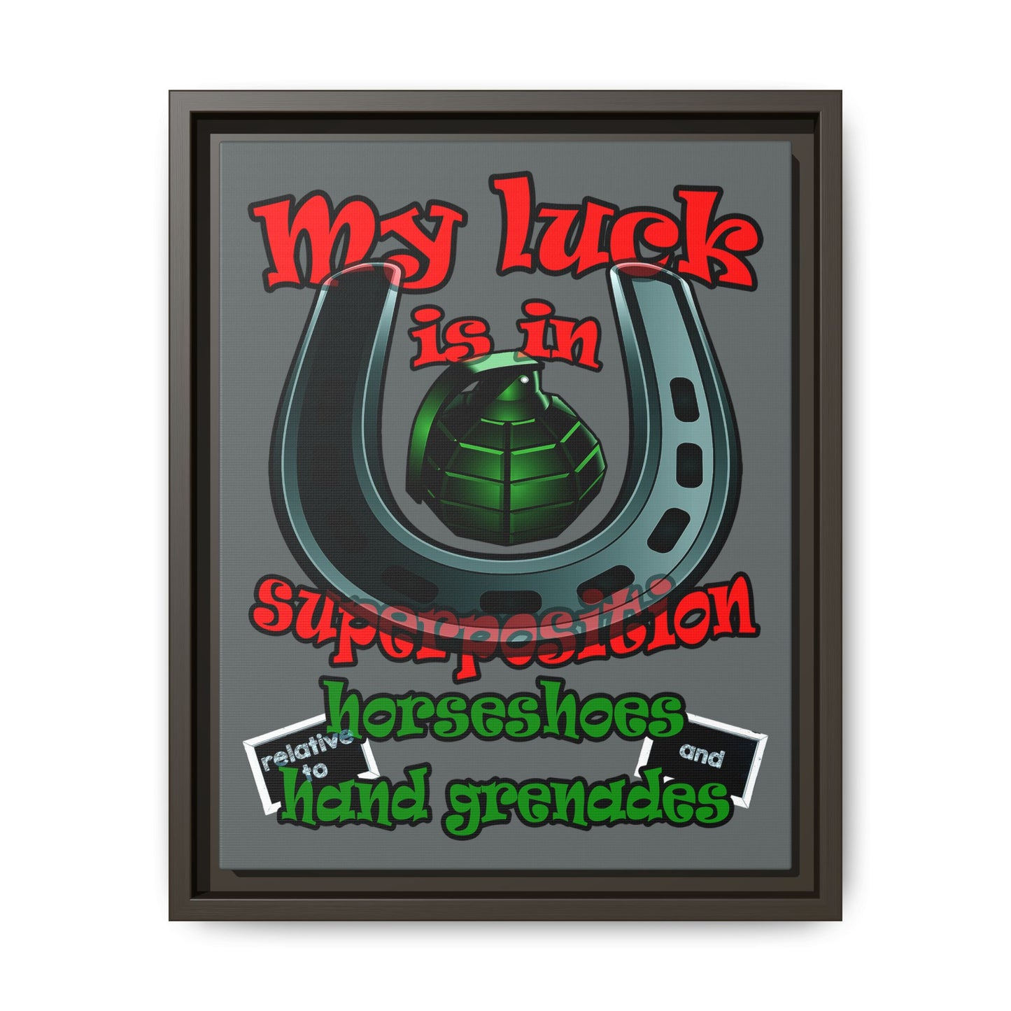 my luck - framed canvas art (dark grey)