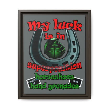 my luck - framed canvas art (dark grey)